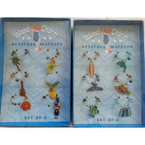 Summer Island Charm Tropical Hawaiian Beverage Wine Drink Markers set of 12